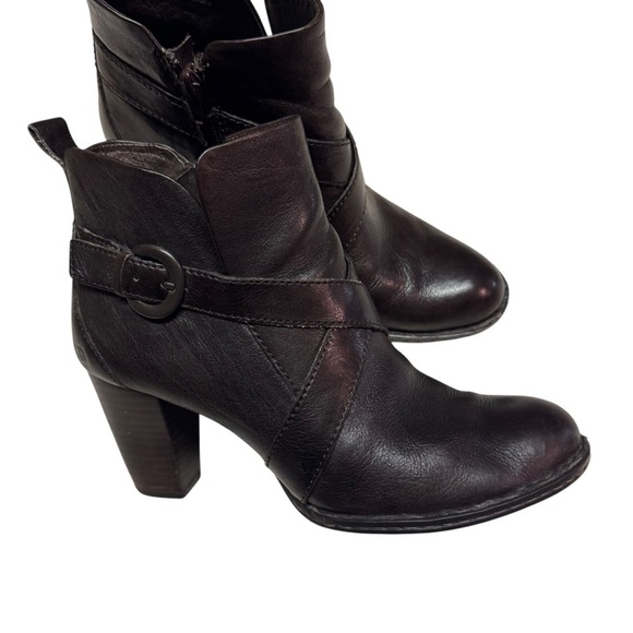 Born Shola Black Leather Harness Ankle Boots Sz 9 Booties - Picture 5 of 10